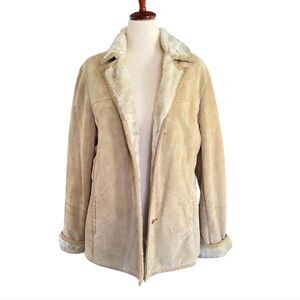 EUC geniune leather shealing coat Avanti women's XL, faux fur, warm winter tan